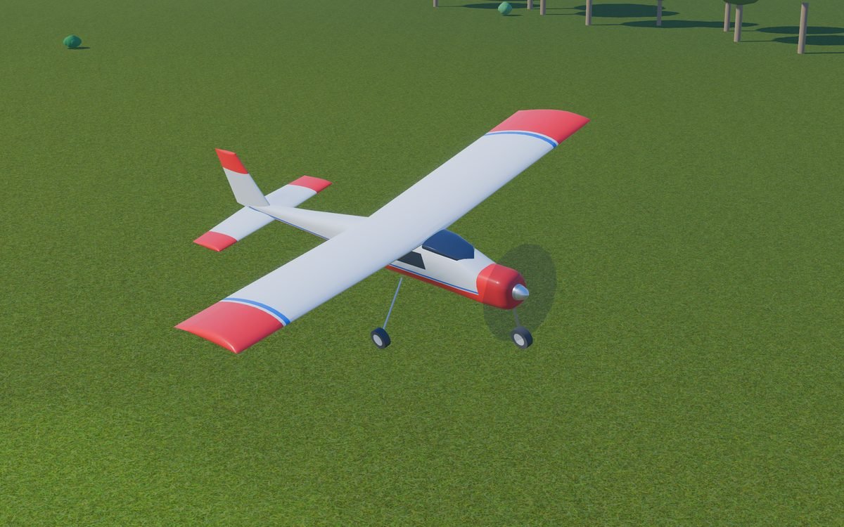 Avion d’école 1,5 m en vol au-dessus du terrain de club