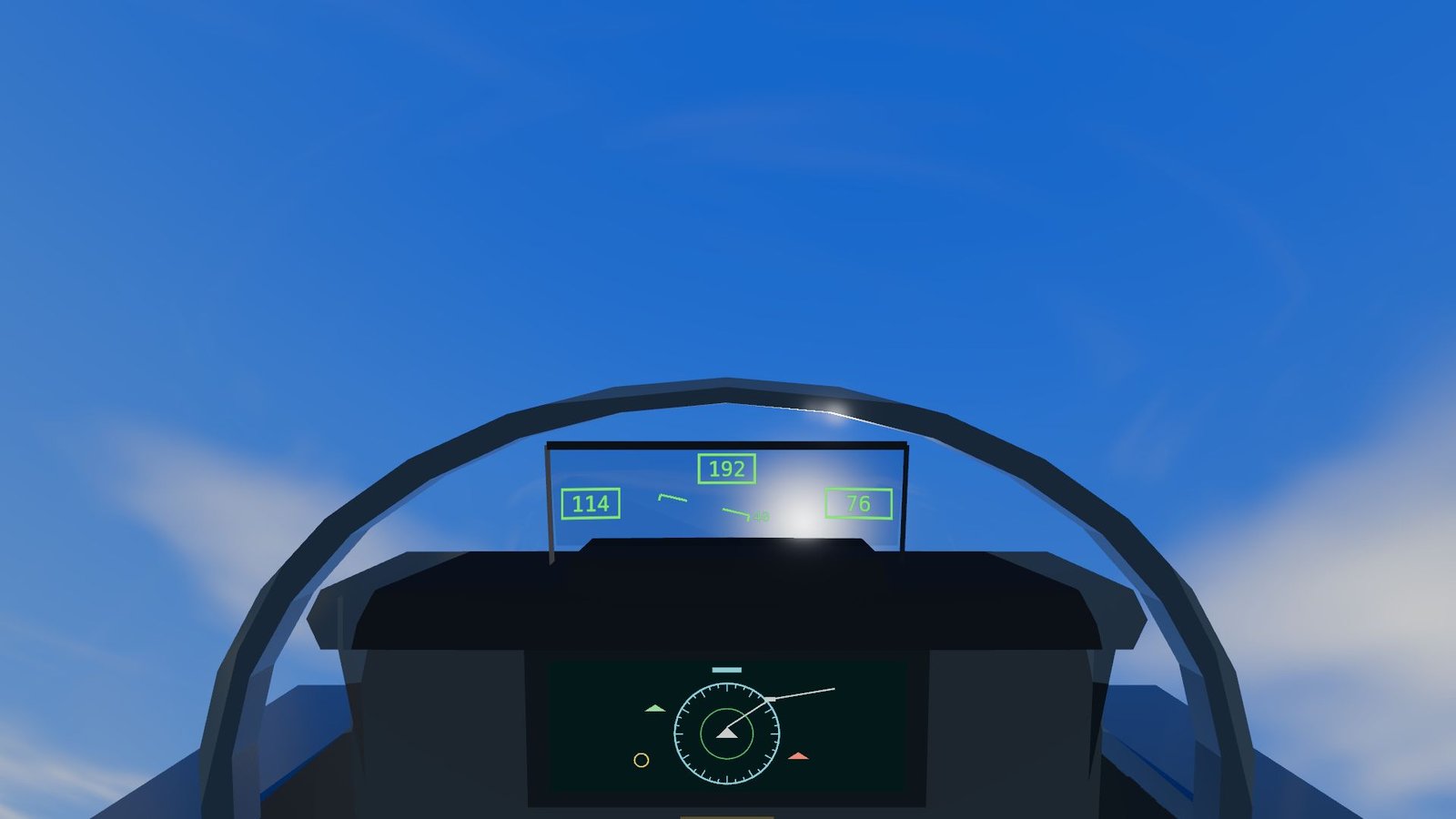 La vue cockpit d’un jet, avec son affichage tête haute