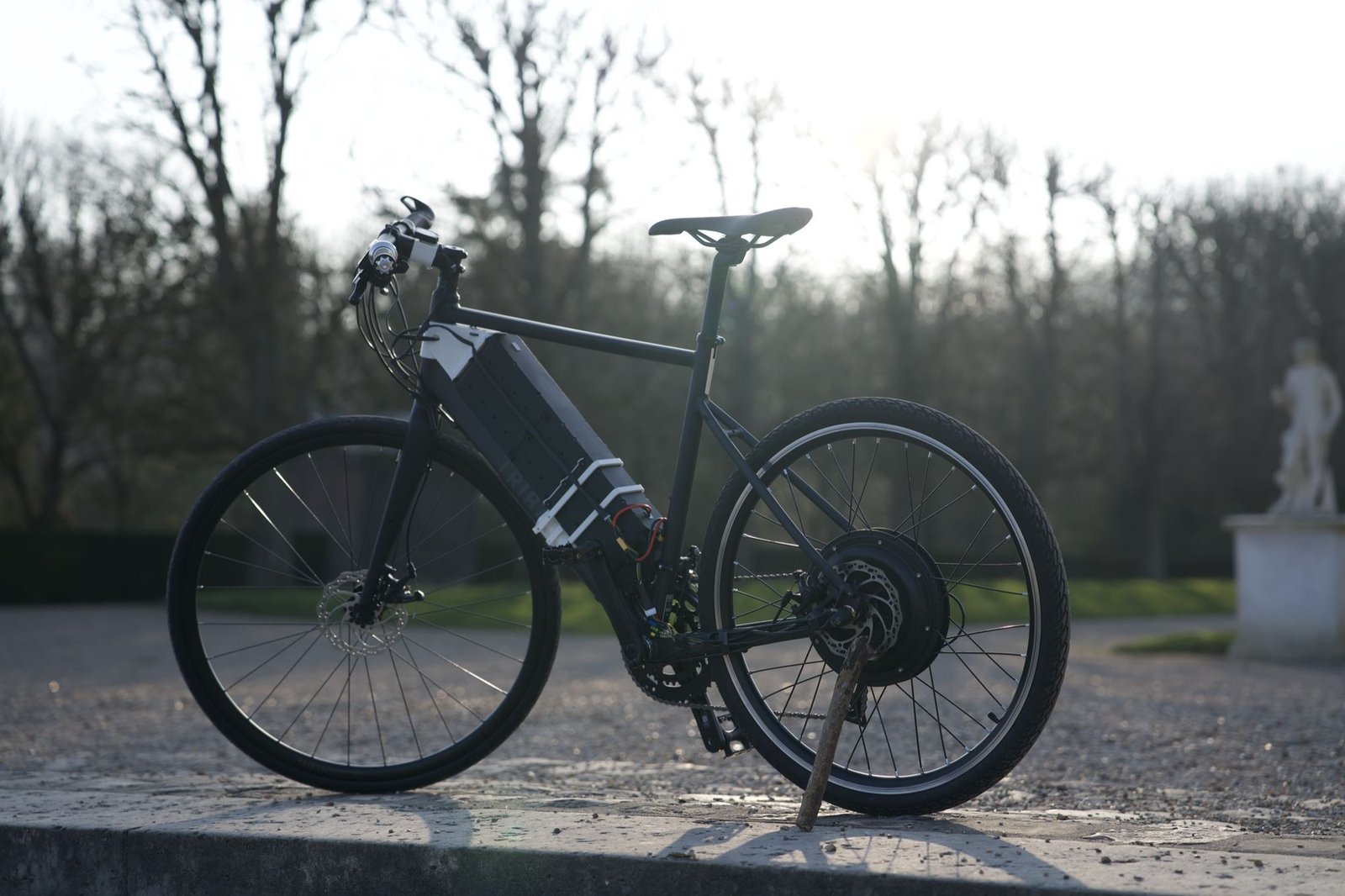 The Styx bike side-on, against the light